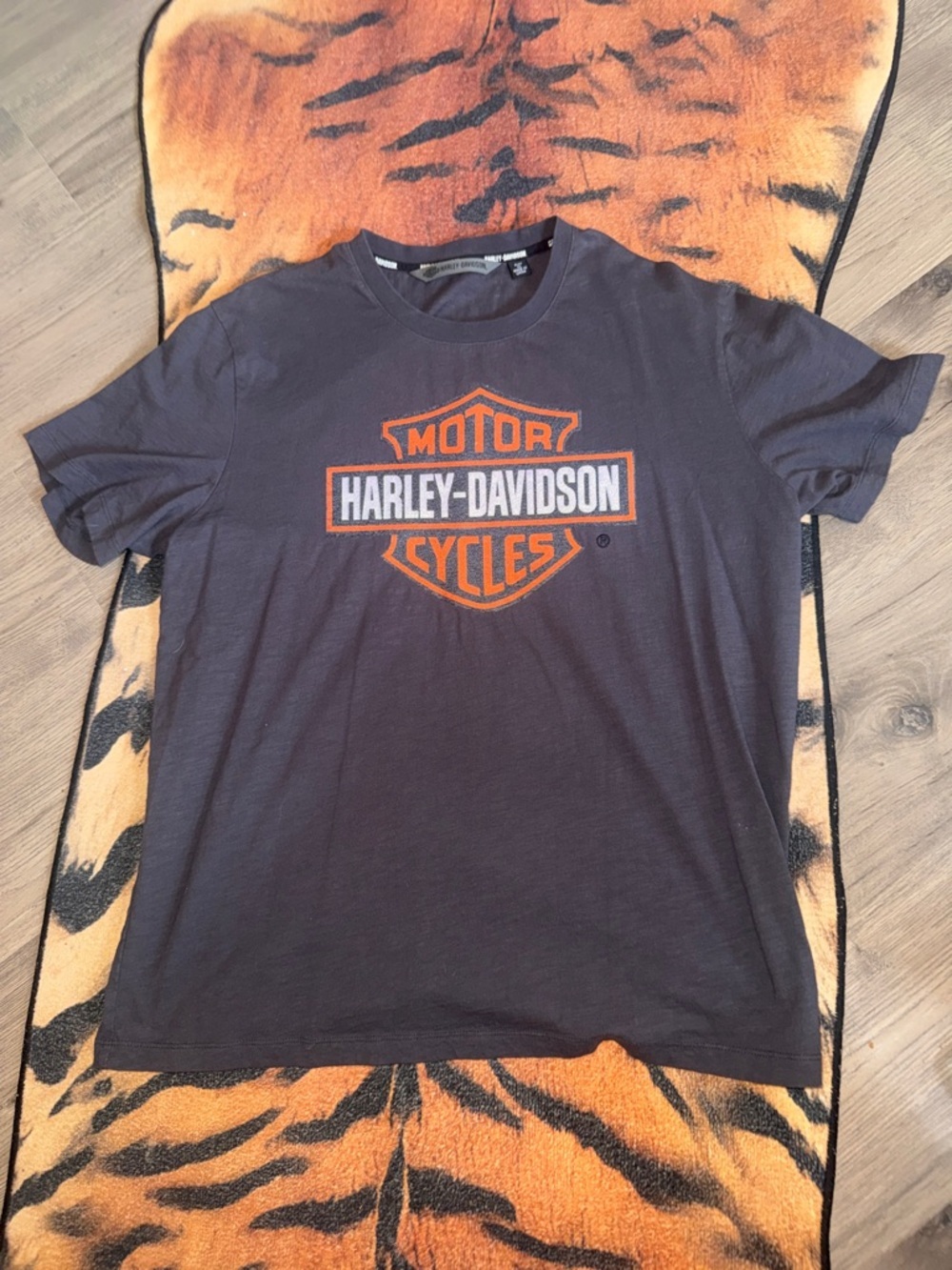 Harley-Davidson Black T-Shirt with Orange Logo Shield